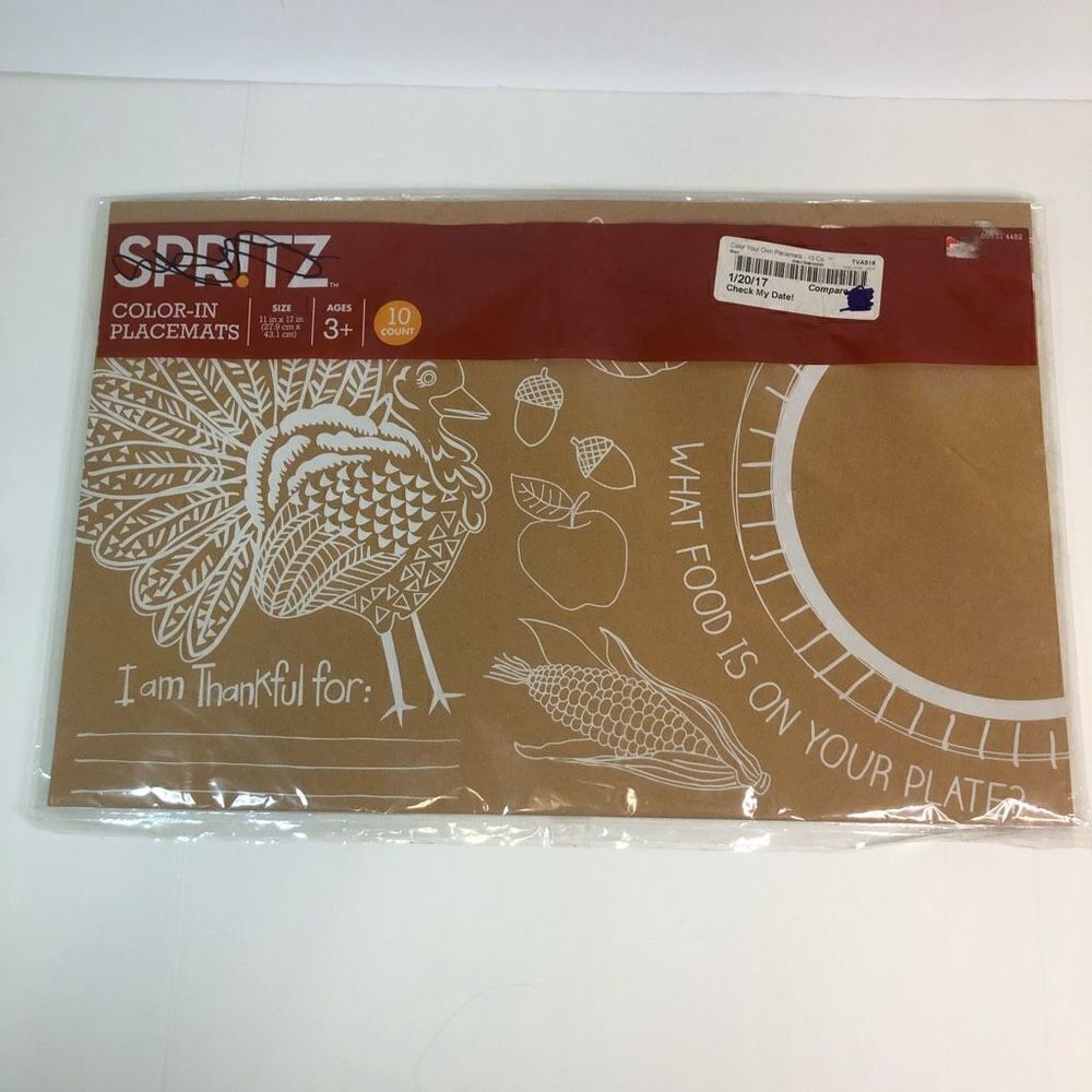 thanksgiving paper placemats turkey activity light brown and white 11X17”